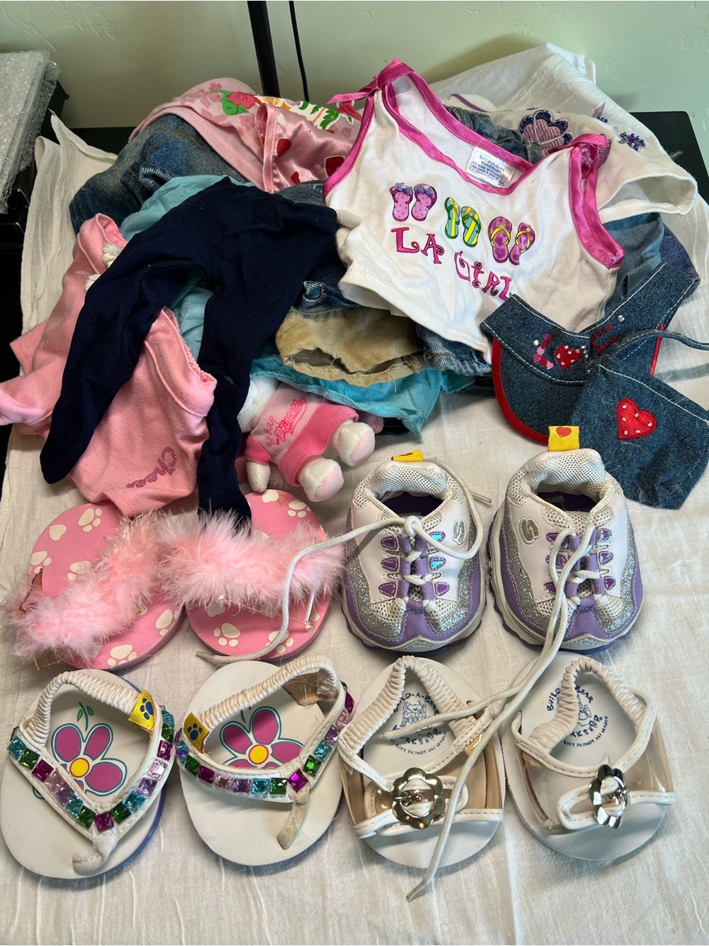 BAB Build-A-Bear Workshop lot 25 Clothing Lot: Top, Skirt, Shorts shoes